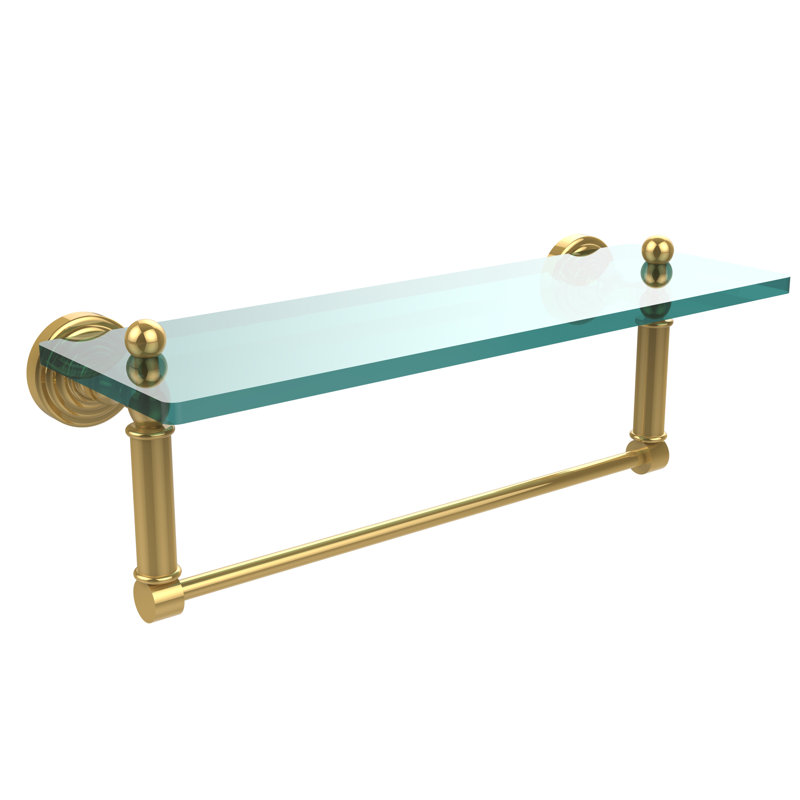 Beresford Bracket Shelf with Towel Bar, 16" W x 5" H, Polished Brass