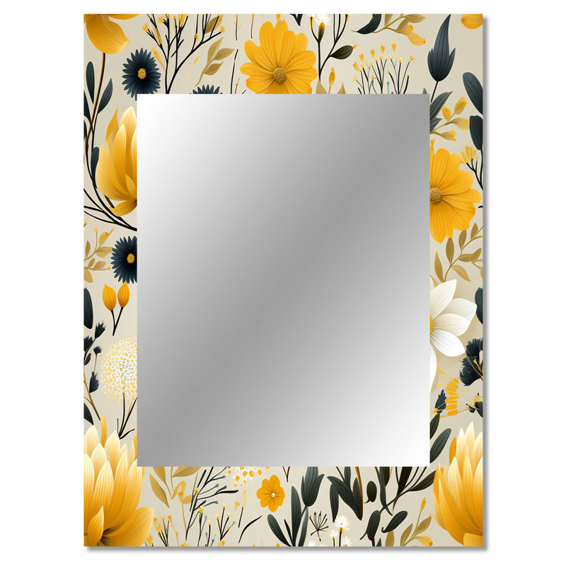 Demare, motif floral rétro botanique, miroir mural décoratif botanique, 40 po x 30 po