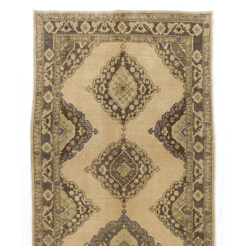 Tapis de couloir rétro Anatolian Oushak