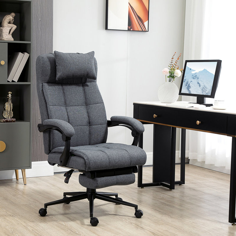 Chaise de bureau rembourrée, chaise de travail pivotante à hauteur réglable et repose-pieds rétractable, chaise de bureau contemporaine
