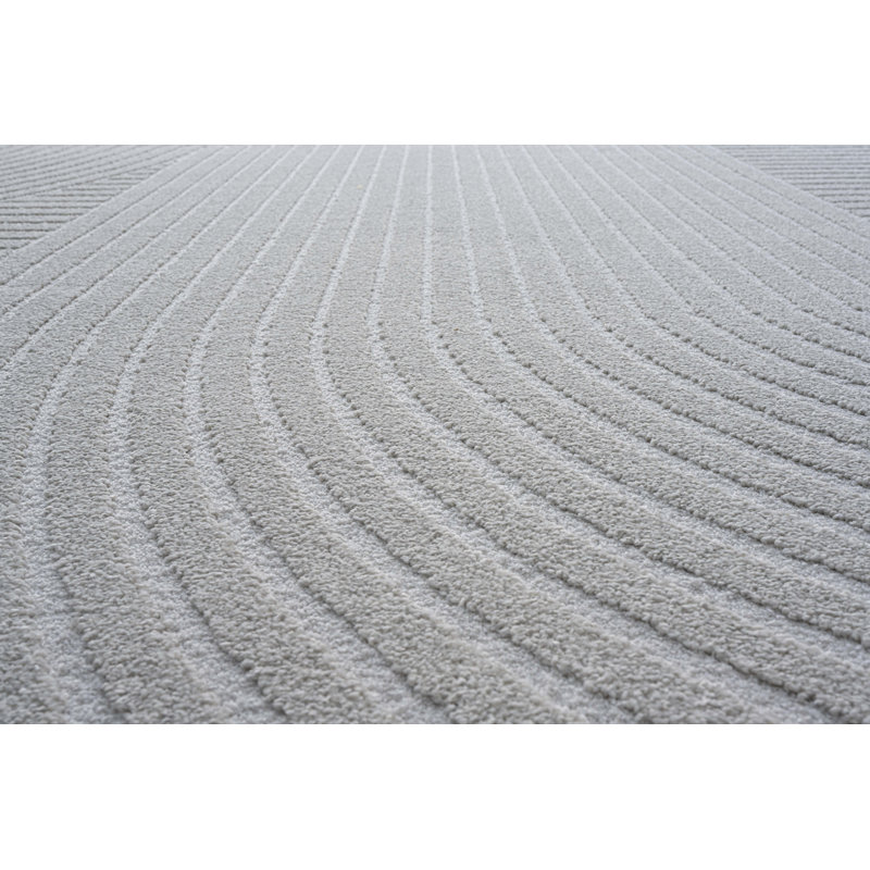 Tapis géométrique en polyester / polypropylène tissé à la machine Kemilly, Rectangle 6 pi 7 po x 9 pi 6 po