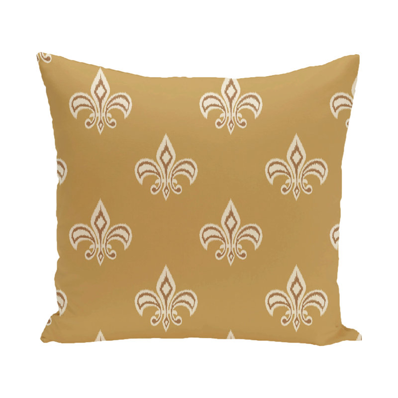 Ikat Reversible Throw Pillow, 18" H x 18" W, Gold