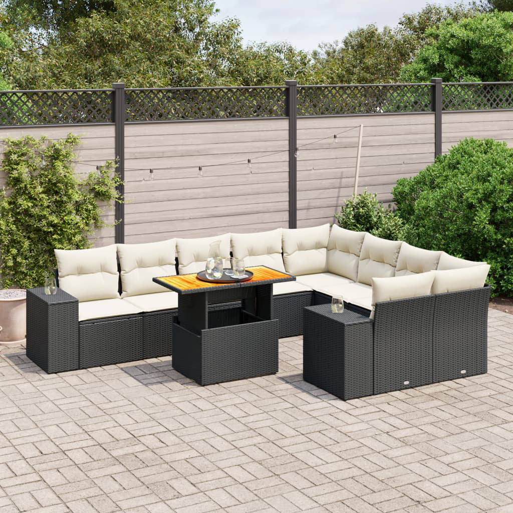 Vidaxl 10-Tlg. Garten-Sofagarnitur Mit Kissen Poly Rattan