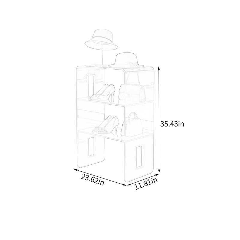 Tablette de rangement orange en acrylique, 35,43 po: H 23,62 po x P 11,81 po