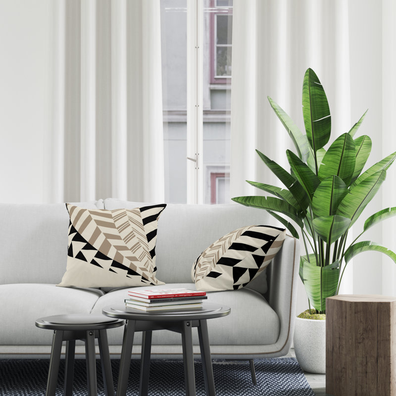 Jeté carré intérieur / extérieur en polyester Ikom, Beige, L 15 po x H 15 po