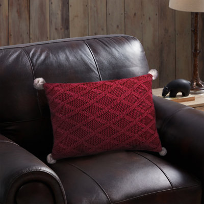 Tahari Home 14" x 20" Red Diamond Knit Sherpa Decorative Pillow
