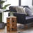 Dovray Teak Wood Handmade Live Edge Accent Table with Brick Inspired Design 14" x 14" x 18"-1754760033