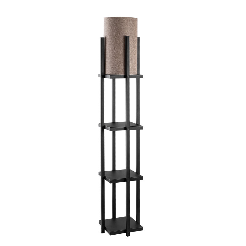 Ashly 140cm Column Floor Lamp, Brown, Black