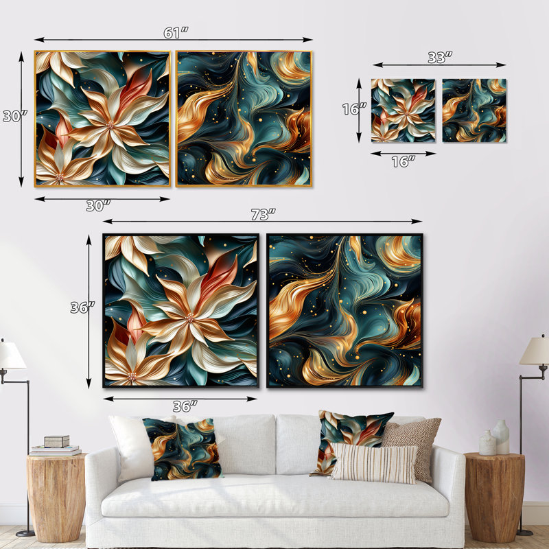 Ipswich - Ensemble de 2 collages abstraits carrés, Toile tendue, H 36 po x l 73 po