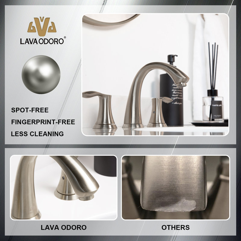 Widespread 2-Handle Bathroom Faucet with Drain Assembly, Brushed Nickel