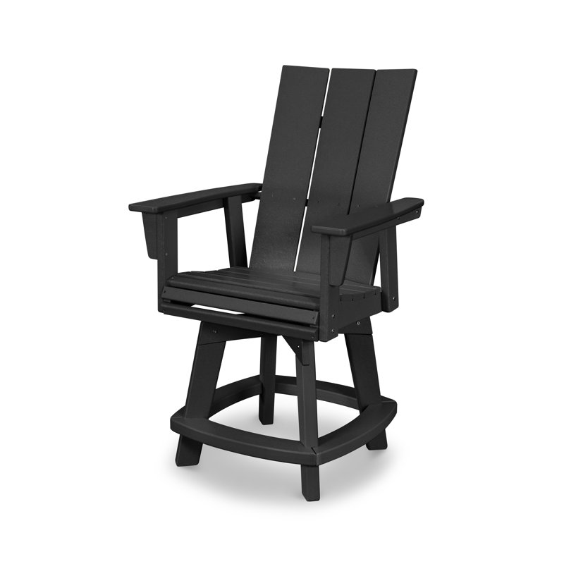 Chaise de comptoir pivotante Modern Curveback Adirondack, Noir, noir, noir, noir