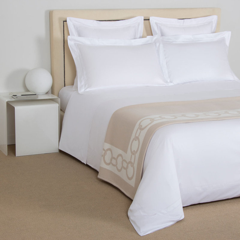 Chains Hand Woven Throw Blanket, Beige/Milk