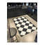 Tapis lavable à motif géométrique noir à carreaux crème-1604754502