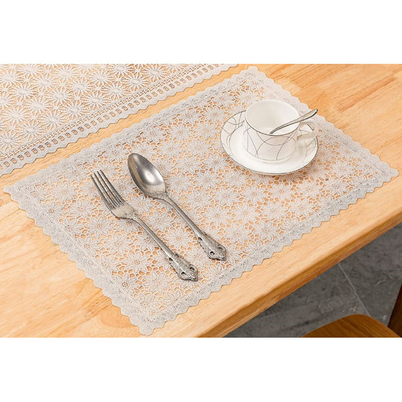 Napperon en PVC 45 x 30 cm, blanc / C, forme carrée, Blanc