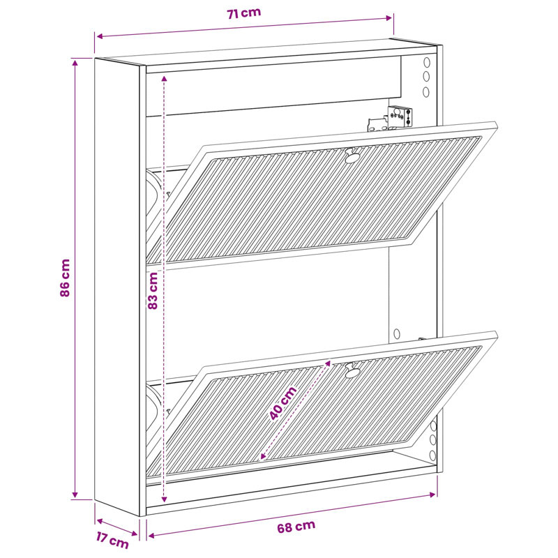  Wall-Mounted Shoe Cabinet with Drawer EDE Engineered Wood Storage Sleek, 86 cm H x 71 cm W x 17 cm D, Old Wood