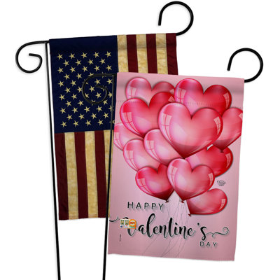 Drapeau de jardin Happy Love Ballons 2 côtés en polyester 1 pi 5 po x 1 pi 1 po