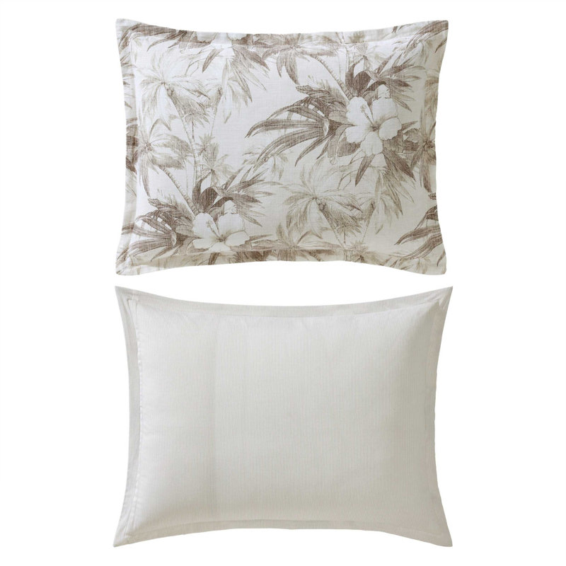 Tommy Bahama Beachway Blooms Cotton Reversible Comforter Set, Beige, Queen Comforter + 2 Standard Shams
