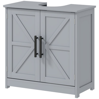 Pedestal Sink Storage Cabinet, Bathroom Sink Cabinet With 2 Barn Doors And Adjustable Shelf (Without Washbasin)