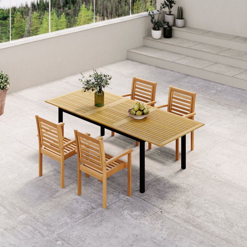 Amazonia FSC Wood And Aluminum Outdoor Patio Dining Set, 4