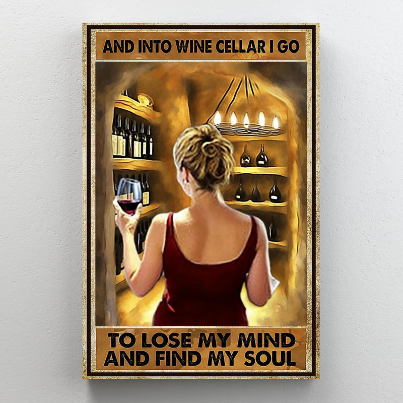 «And Into The Wine Cellar I Go», reproduction d'art sur toile 1 pièce, H 36 po x l 24 po x P 1,25 po