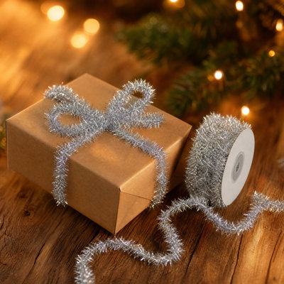 Christmas Decorations Christmas Ribbon Sparkly Ribbon for Christmas Gift Wrapping Wreath Tree Ornaments DIY Holiday Decorations