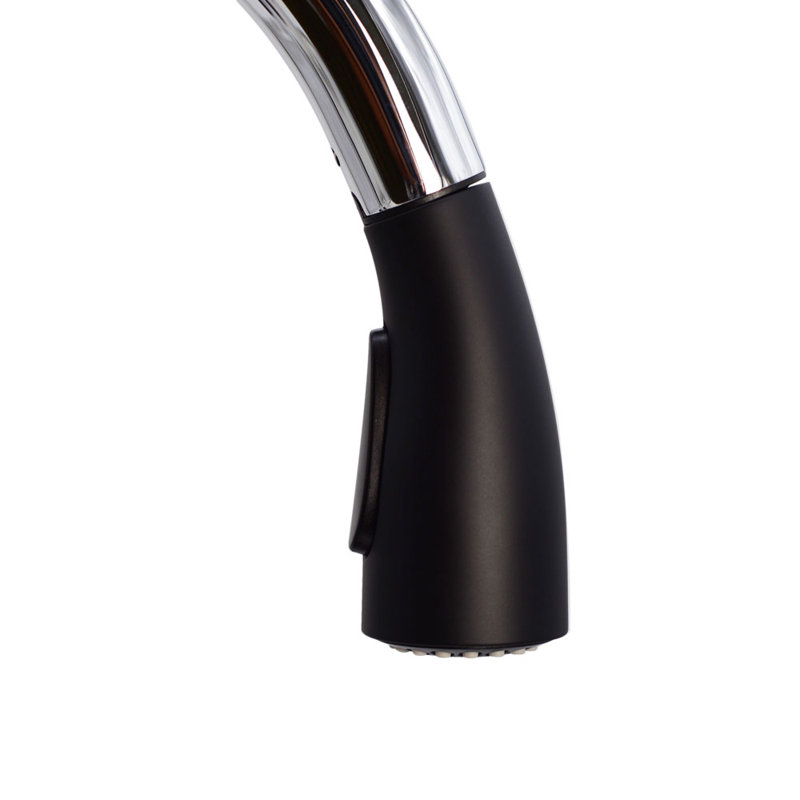 Westbrass Pull Down Spray Touch Kitchen Faucet, Polished Chrome/ Matte Black