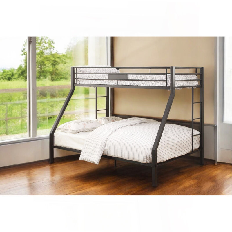 Limbra Sandy Black Finish Twin XL/Queen Bunk Bed, Twin XL Over Queen