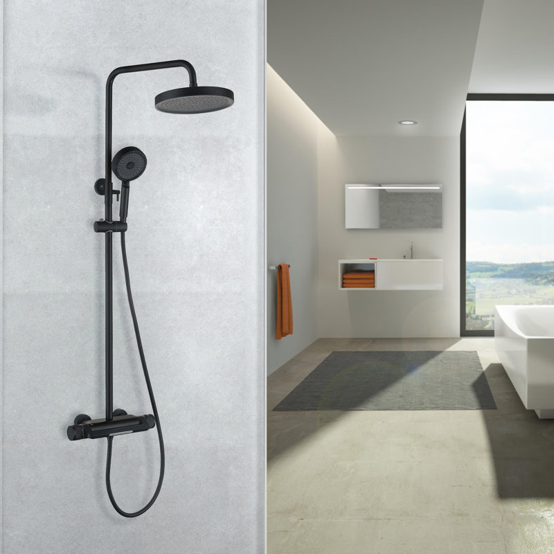 Your Shower Matters-Matte Black-All-In-One Thermostatic Shower System, Matte Black