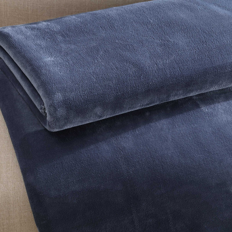Calvin Klein Modern Reversible Lush Solid Blanket, Blue, King