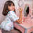  Teamson Kids Princess Rapunzel Wooden Play Vanity Table & Stool Set, Pink & Gray