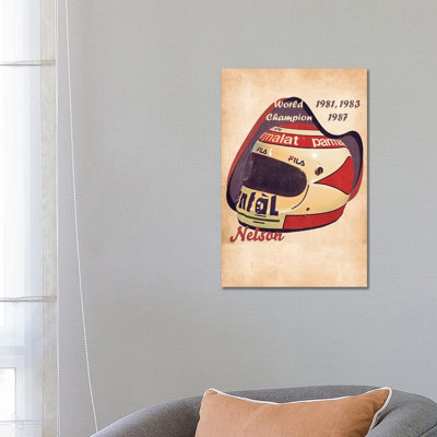 Nelson Piquet's Helmet Retro 1 Piece Wrapped Canvas Painting