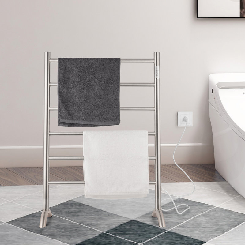 6 Bars Freestanding Straight Towel Rail Electric Towel Warmer, Brushed
