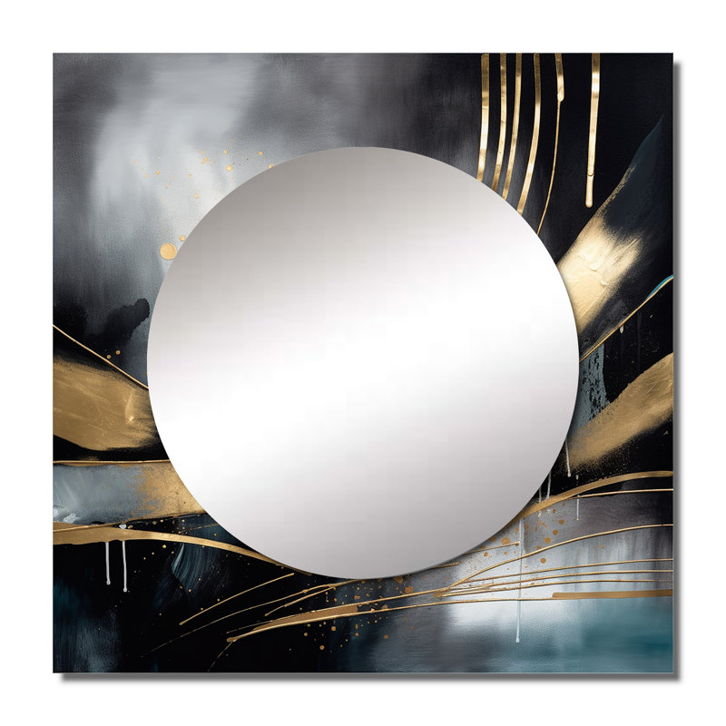 Shapes And Lines Abstract Marble II - Miroir carré abstrait en marbre pour décoration murale, 23 po x 23 po