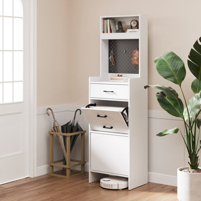5-in-1 Shoe Cabinet with Flip Drawer, Entryway Shoe Storage with Adjustable Shelf
