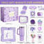 Panier-cadeau violet de 15 pièces pour femme, boîte d'anniversaire avec couverture douce et gobelet isotherme, boîte-cadeau de prompt rétablissement pour maman, épouse, amie, sœur
