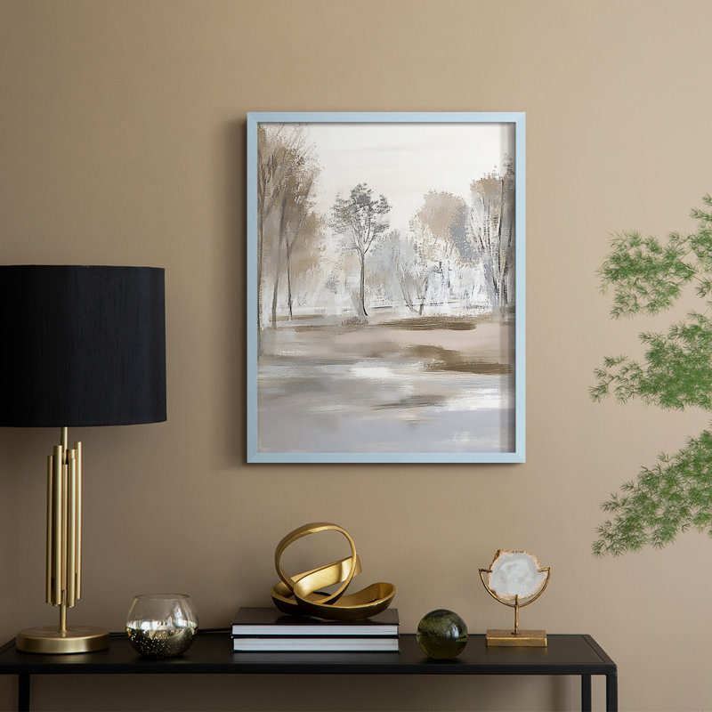 Série FLORAL dxlviii - reproduction encadrée de qualité supérieure - prête à être accrochée - aucun clou requis, Bleu