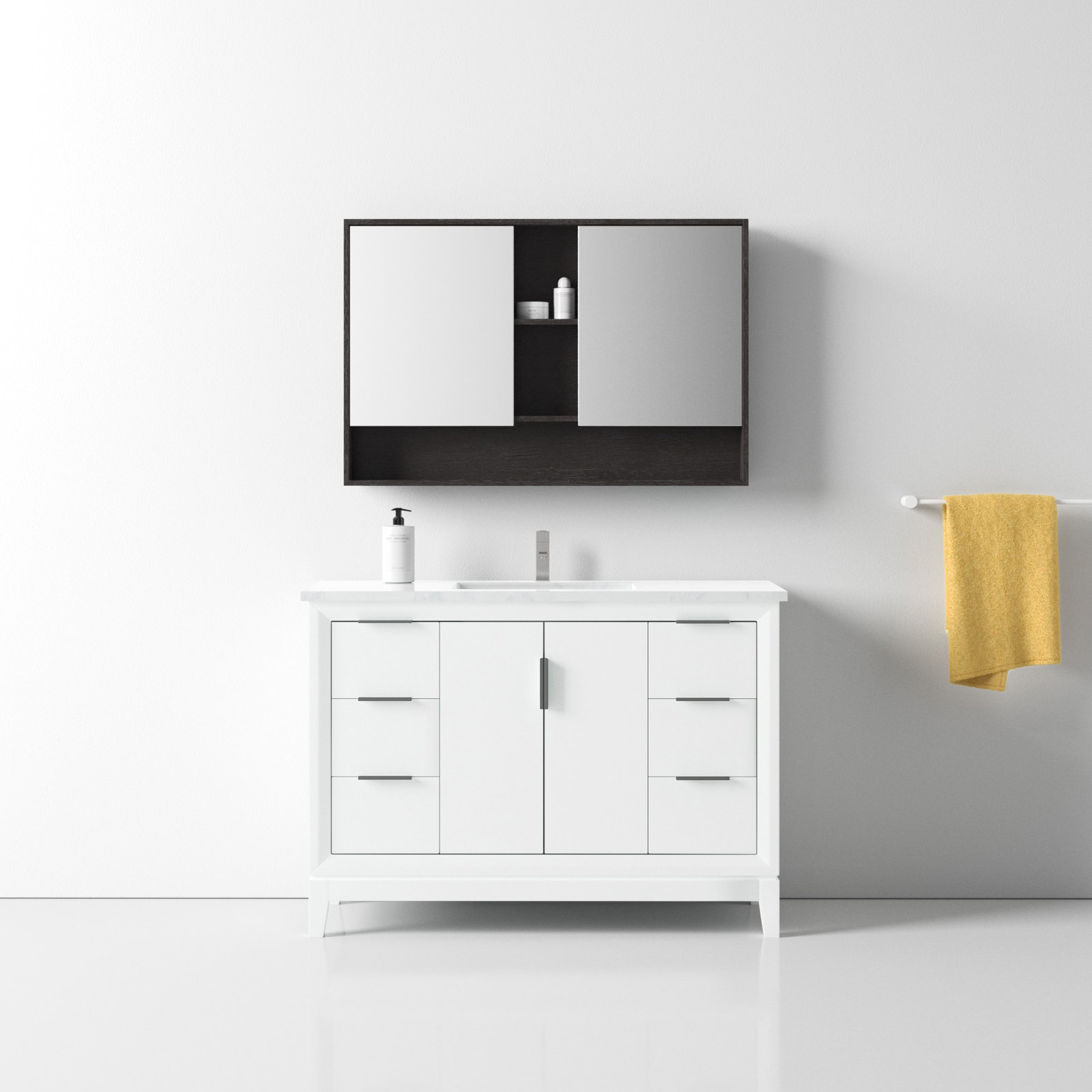 48" Eucalyptus Single Bathroom Vanity, White, Chrome