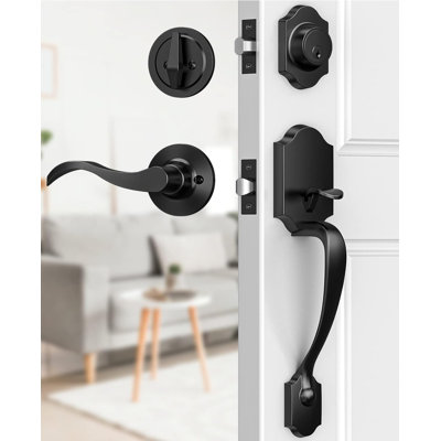 Ensemble de poignées de porte avant, serrure de porte d'entrée à clé pour portes extérieures