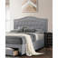 Lit simple moderne avec tête de lit tapissier en toile de jute et tiroir de rangement supplémentaire en tissu gris