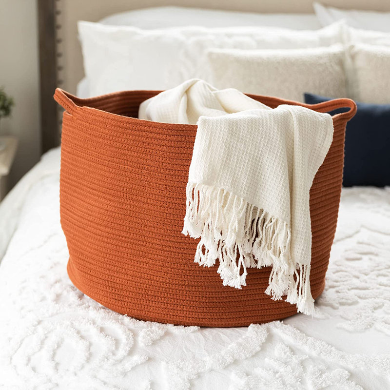 Panier à linge en coton, Brun, H 14 po x l 20 po x P 20 po