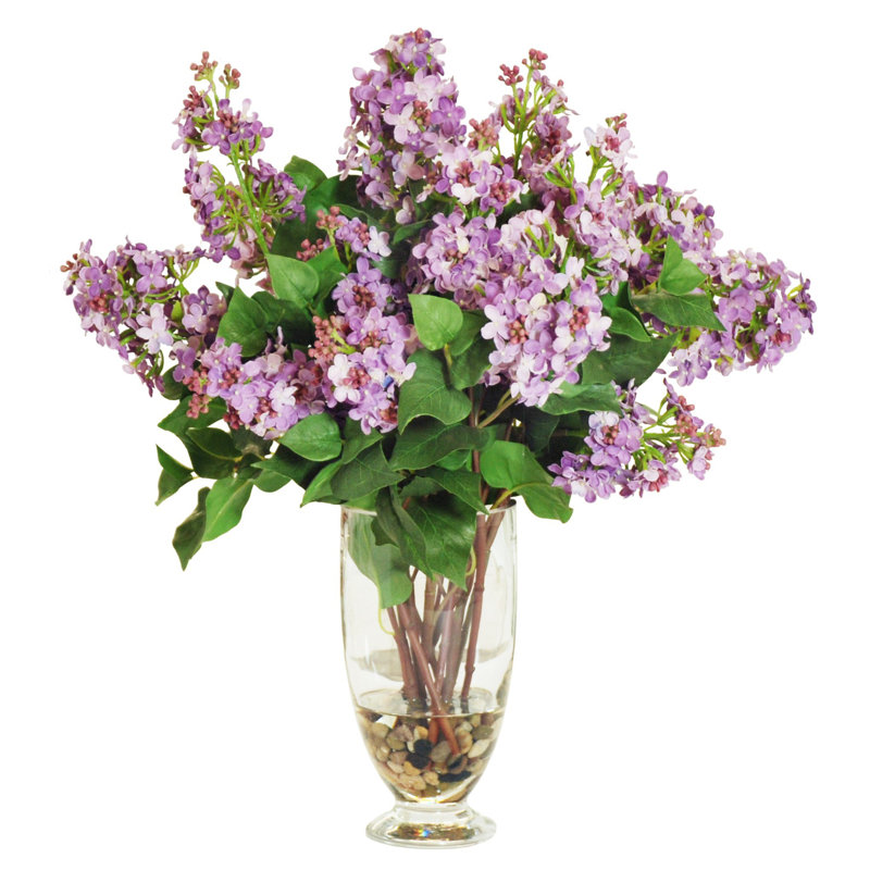 Lilac In Glass Vase 8"