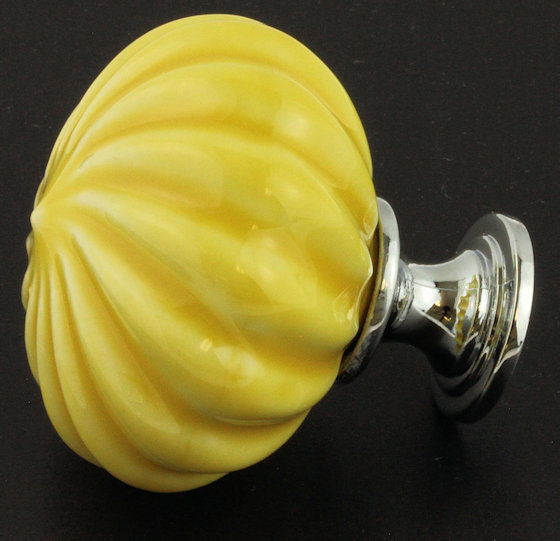 (Paquet de 5) Poignée à tourbillon de 1-3 / 4 po, Jaune / Chrome