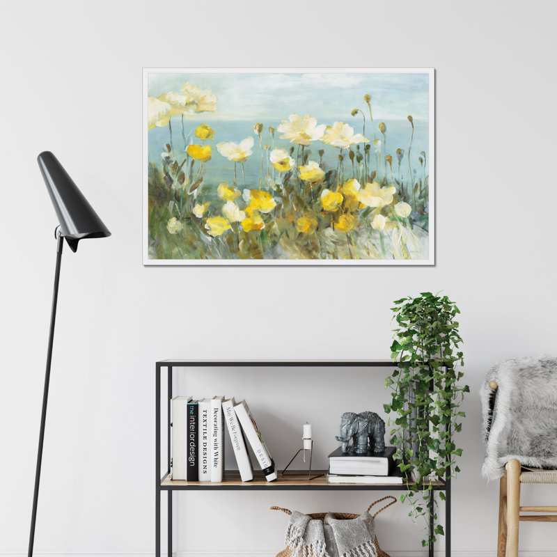 Field Of Poppies Bright Crop by Danhui Nai - Painting, 65cm H x 95cm W, White Framed Paper Print