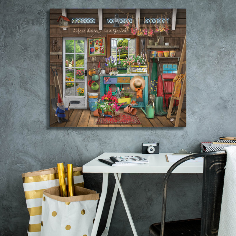 «Potting Shed» par Bigelow, illustrations sur toile, H 26 po x l 30 po x P 1,5 po