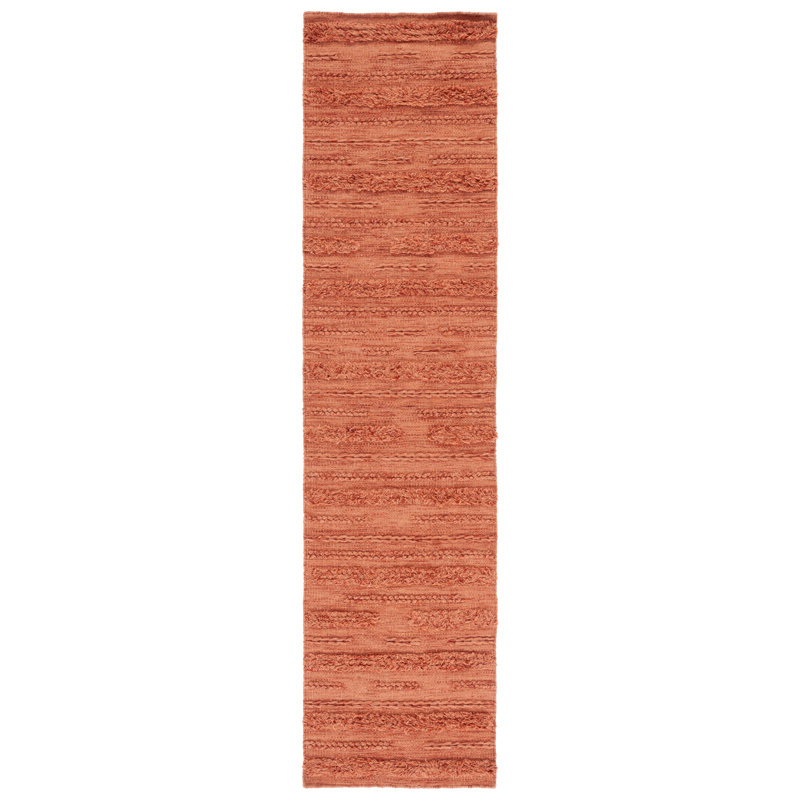 Handmade Rust Wool and Cotton Tufted Runner Rug