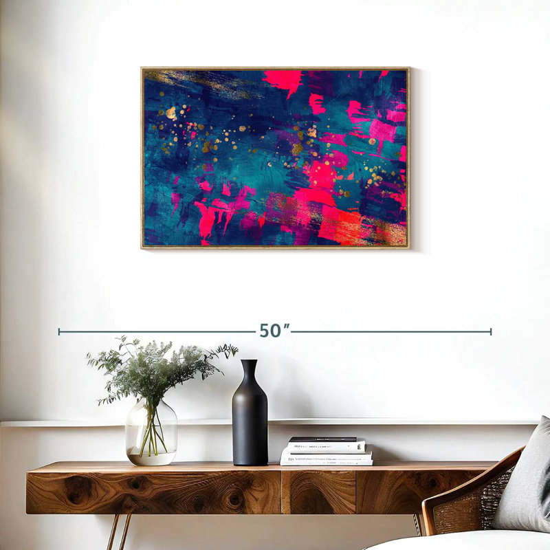 Bleu, magenta, fausley, Cadre flottant en bois naturel, 31 po x 21 po