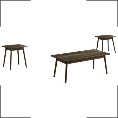 Mid Century Modern 3pcs Table , Dark Brown Laminate, Coffee And End Tables For Living Room Reformation Renewal