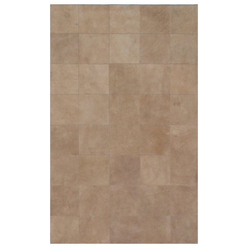 Cowhide Geometric Area Rug in Beige