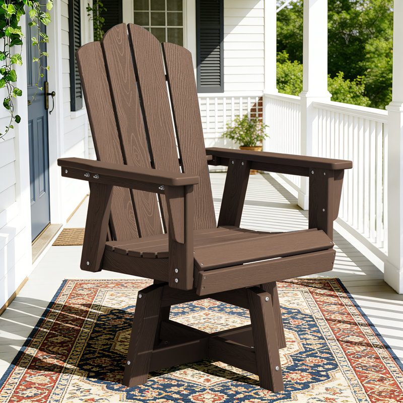 Chaise Adirondack pivotante en plastique brun PEHD, Brun