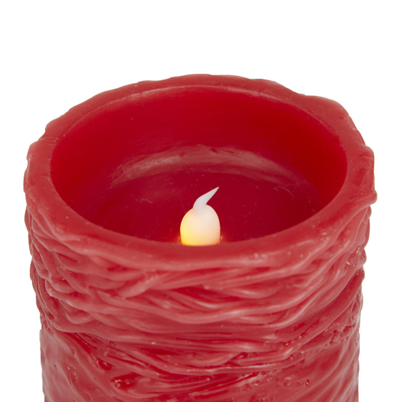 Traditional Wax Flameless Candle with Remote Control, Red